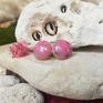 święta ceramiczne jesienne hortensje różowa biżuteria na prezent okrągłe kolorowe kolczyki sztyfty