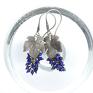 Srebrne kolczyki Winogrona z lapis lazuli - biżuteria z liściem roślinna