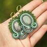 sutasz kolczyki faunus z labradorytem i malachitem soutache