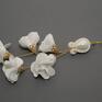 sznurek białe kolczyki sutasz z kwiatkami eleganckie ślubne