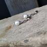srebrne perła shell - sztyfty 01 srebro oksydowane biżuteria autorska
