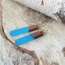 niebieskie kolczyki drewniane z żywicą długie