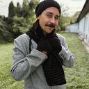 Męski komin MERINO “Czarny” Brain Inside - miękki, ciepły i handmade na drutach