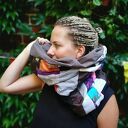 Komin patchworkowy etno i boho - miękki, ciepły na podszewce
