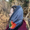 Komin tuba wełniany filcowany - kwiaty boho, rozmiar uniwersalny