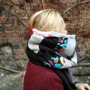 Zimowy komin patchworkowy Frida Kahlo - ciepły boho handmade