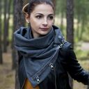 Szary Z NATURALNĄ srebrzystą skórą KOMIN, tuba, ciepły