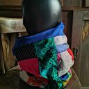 Komin wymiary 33cm. na37cm, uszyty z rożnych materiałow na podszewce, ciepły milutki wciągany przez