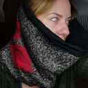 Wełniany komin tuba filcowany w grochy na podszewce