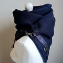 Szal - chusta - granatowy z metaliczną skórą - piękny