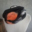 Super prezent na dzień mamy czarny filcowany wełniany miły i ciepły komin handmade, owijany dwa raz