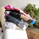 Komin patchworkowy miły i kolorowy uszyty według zasady zero waste box 44