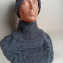 Komplet czapka i komin golf 100% merino - ciemny szary