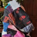 Kolorowy komin patchworkowy Boho damski - handmade z kawałków materiałów (zero waste)