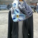Komin boho etno z filcowanej wełny merino w kolorowe kwiaty