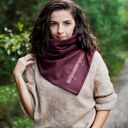Szal komin szalik bordowy czarny w pepitkę stylowy handmade