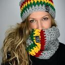 Komin Rasta 04 - ciepły komin handmade na głowę w stylu reggae