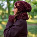 Mały komin MERINO "Bordo" z jedwabiem i alpaką