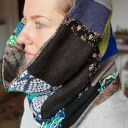 Kolorowy wiosenny komin patchworkowy etno boho na podszewce