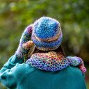 Mały komin MERINO 100% 'Cukierki' - damski komin na drutach