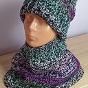 Czapka i komin multikolor - zimowy komplet handmade dla niej