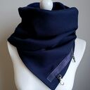 Szal - chusta - granatowy z metaliczną skórą - piękny