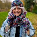 Ręcznie robiony komin z wełną merino 50% - Pokojowe granaty