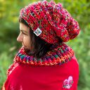 Komin MERINO 50% „Czerwienie” - ręcznie robiony