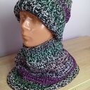 Czapka i komin multikolor - zimowy komplet handmade dla niej