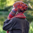Komin MERINO 100% w przygaszonych odcieniach czerwieni