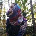 komin patchworkowy na podszewce miękki, miły, uszyty z rożnych kawałków, cześć materiałów ze skrawkó