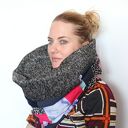 Duży szal patchworkowy boho z wełnianą podszewką