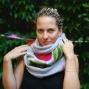 Ciepły wełniany komin boho etno z merynosów - szary (tuba, rozmiar uniwersalny)