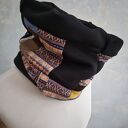 Kolorowy komin damski handmade z tkanin i dzianin