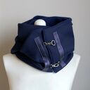 Szal - chusta - granatowy z metaliczną skórą - piękny