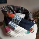 Komin patchworkowy miły i kolorowy uszyty według zasady zero waste