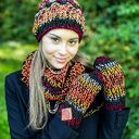 Mały komin MERINO 50% „Ciemna jesień” - na drutach, handmade 