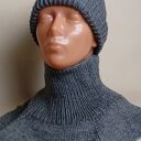 Komplet czapka i komin golf 100% merino - ciemny szary