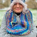 Komin merino 50% 'Górski potok' - damski komin premium 3 w 1