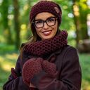 Mały komin MERINO "Bordo" z jedwabiem i alpaką