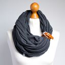 Grafitowy komin bawełniany z zapinką - tuba damska handmade