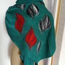 turkusowy szal damski zimowy z wełną merynosów handmade - komin ciepły długi szyty z dzianiny swetrow