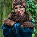 Komin MERINO „Brązowy” na drutach - miękki, ciepły i wielofunkcyjny Brain Inside