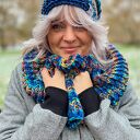 Komin merino 50% 'Górski potok' - damski komin premium 3 w 1