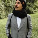 Męski komin MERINO “Czarny” Brain Inside - miękki, ciepły i handmade na drutach