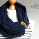 Marynarski styl - Granatowy komin bawełniany z zapinką, delikatny i lekki