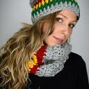 Komin Rasta 04 - ciepły komin handmade na głowę w stylu reggae