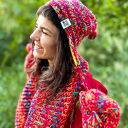 Komin MERINO 50% ręcznie robiony "Czerwienie"
