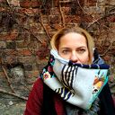 Zimowy komin patchworkowy Frida Kahlo - ciepły boho handmade