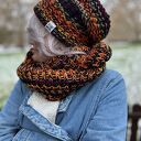 Komin MERINO 50% „Ciemna jesień” - damski komin premium 3 w 1